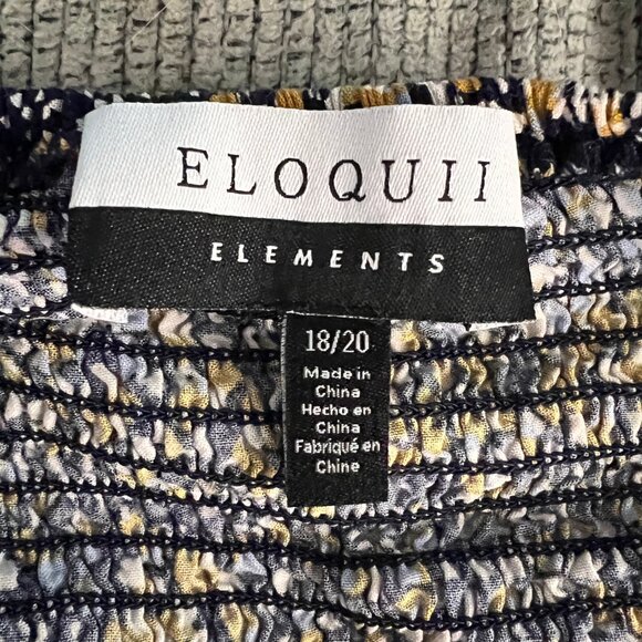 ELOQUII Elements Mixed Dot Print Midi Dress w/ Smocked Bodice Women's Size 18/20 - Picture 5 of 9